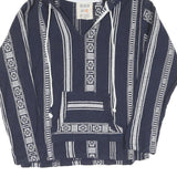 Womens Navy & White Striped Pullover Hoodie M Cotton Blend Casual