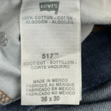 517 Levis Boot Cut Jeans - 35W 30L Blue Cotton