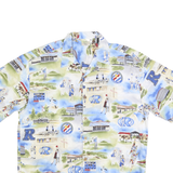 ROCKLIN Mens Blue & Green Printed Short Sleeve Shirt XL Summer Casual