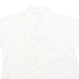 Womens White Plain Shirt M Cotton Blend Regular Fit Button Collar Casual