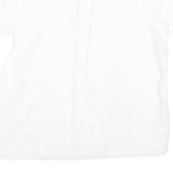 Womens White Plain Shirt M Cotton Blend Regular Fit Button Collar Casual