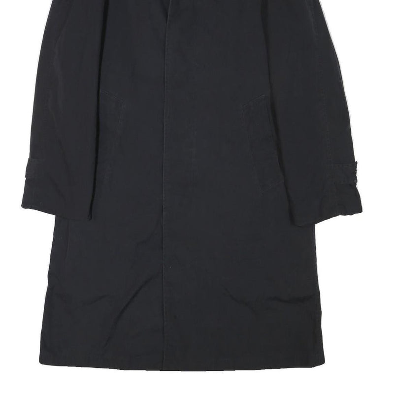 Mens Black Button Cotton Blend Regular Fit Long Sleeve Jacket S Plain Classic