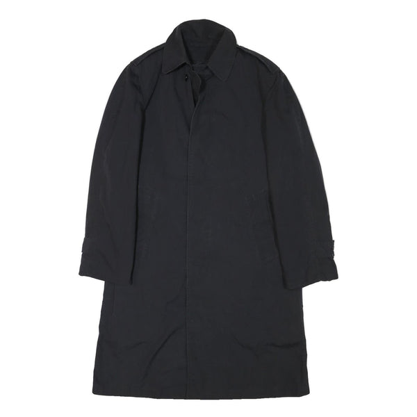 Mens Black Button Cotton Blend Regular Fit Long Sleeve Jacket S Plain Classic