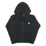 ADIDAS Womens Black Zip Up Hoodie S Cotton Blend Sportswear