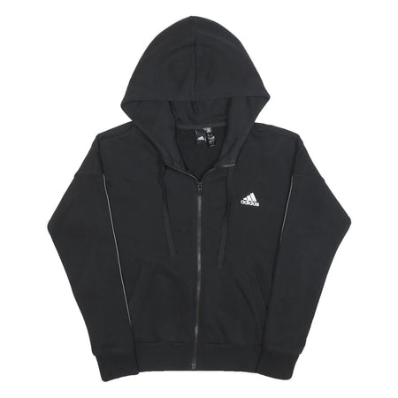 ADIDAS Womens Black Zip Up Hoodie S Cotton Blend Sportswear