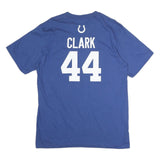 NFL Mens Blue Colts 44 Clark Graphic T-Shirt L Short Sleeve Crew Neck Cotton