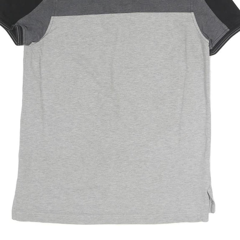 TOMMY HILFIGER Mens Grey & Black Short Sleeve Colourblock Polo Shirt M Casual