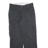 DICKIES Mens Cotton Blend Black Regular Straight Trousers W29 L30 Workwear Zip