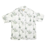 CARIBBEAN BLUES Mens White & Green Pattern Shirt XL Relaxed Fit Lightweight