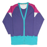 LAUREN HANSEN SPORT Womens Purple & Pink Patterned Button Up Cotton Blend Jumper