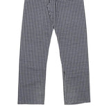 REPLAY Womens Regular Fit Blue Check Straight Leg Trousers W26 L30 Cotton Zip