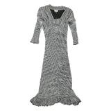 KAREN MILLEN Womens Black & White Fit & Flare Woven Striped Midi Dress XS