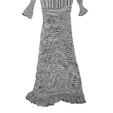 KAREN MILLEN Womens Black & White Fit & Flare Woven Striped Midi Dress XS