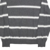 TOMMY HILFIGER Mens Grey & White Patterned Jumper V-Neck Basic Knit L Cotton