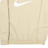 NIKE Mens Beige Sweatshirt Crew Neck L Cotton Logo Stripe Casual Wear