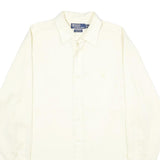 POLO RALPH LAUREN Mens Cream Shirt L Classic Cotton Long Sleeve Casual