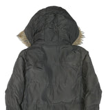 KAPPA Womens Grey Faux Fur Hooded Zip Jacket L Polyester Blend Puffer Warm