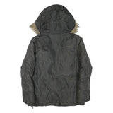 KAPPA Womens Grey Faux Fur Hooded Zip Jacket L Polyester Blend Puffer Warm