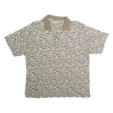 MUNSINGWEAR Mens Beige & Black Leaf Print Short Sleeve Polo Shirt XL Cotton