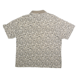MUNSINGWEAR Mens Beige & Black Leaf Print Short Sleeve Polo Shirt XL Cotton