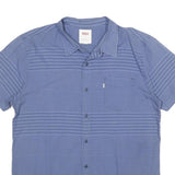 LEVI'S Mens Blue Striped Shirt L Casual Cotton Short Sleeve Button Pocket