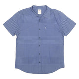 LEVI'S Mens Blue Striped Shirt L Casual Cotton Short Sleeve Button Pocket