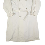HIM Mens Cream Cotton Long Sleeve Double Breasted Button Trench Jacket XL