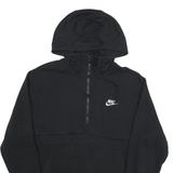 NIKE Mens Black Pullover Hoodie S Cotton Blend Half Zip Casual Sportswear