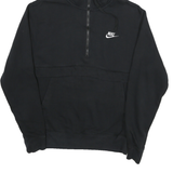 NIKE Mens Black Pullover Hoodie S Cotton Blend Half Zip Casual Sportswear