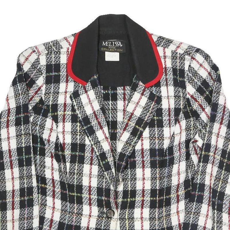 MELISSA Womens Black & White & Red Checked Blazer Jacket UK 10 Polyester Blend