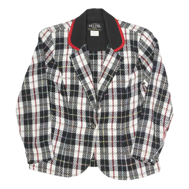 MELISSA Womens Black & White & Red Checked Blazer Jacket UK 10 Polyester Blend