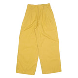 Womens Relaxed Fit Yellow Cotton Blend Wide-Leg Trousers W25 L26 Casual Zip