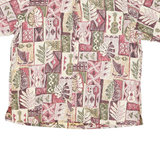 BISHOP ST Mens Cream & Red Leaf Print Cotton Shirt L Casual Summer Beachwear