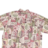 BISHOP ST Mens Cream & Red Leaf Print Cotton Shirt L Casual Summer Beachwear