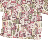 BISHOP ST Mens Cream & Red Leaf Print Cotton Shirt L Casual Summer Beachwear