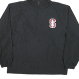 CHAMPION Mens Black Hooded Nylon Jacket M Plain Zip Pullover Lightweight