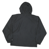 CHAMPION Mens Black Hooded Nylon Jacket M Plain Zip Pullover Lightweight
