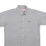 RED KAP Mens Grey & Blue Work Shirt M Button Down Cotton Blend Casual