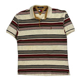 Tommy Hilfiger Striped Polo Shirt - Large Cream Cotton