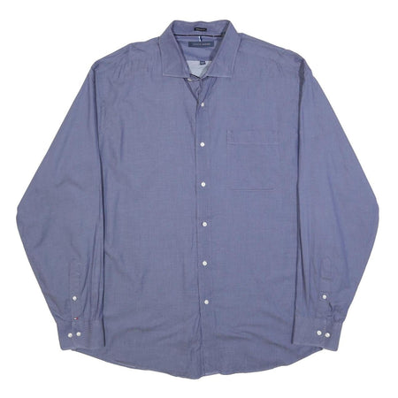 TOMMY HILFIGER Mens Blue Cotton Shirt XL Classic Button Long Sleeve