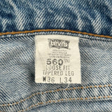 Made In USA Levis 560 Jeans - 34W 34L Light Wash Cotton
