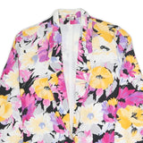 DELILA Womens Black Yellow & Pink Floral Jacket L Polyester Blend Button