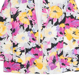 DELILA Womens Black Yellow & Pink Floral Jacket L Polyester Blend Button