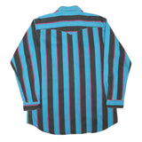 MIDWEST GARMENT Mens Blue & Black Stripe Cotton Blend Shirt M Button-Down Collar