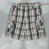 Lee Checked Cargo Shorts - 34W 11L Black & White Cotton