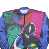 LOFFLER Mens Blue & Maroon Abstract Graphic T-Shirt XL Long Sleeve 1/4 Zip