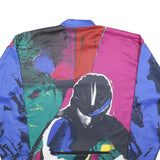 LOFFLER Mens Blue & Maroon Abstract Graphic T-Shirt XL Long Sleeve 1/4 Zip
