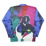 LOFFLER Mens Blue & Maroon Abstract Graphic T-Shirt XL Long Sleeve 1/4 Zip