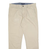TOMMY HILFIGER Mens Cotton Beige Slim Straight Trousers W34 L32 Zip Closure