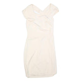 REISS Womens Cream Fit & Flare Woven Mini Dress Polyester Blend UK 10 Elegant